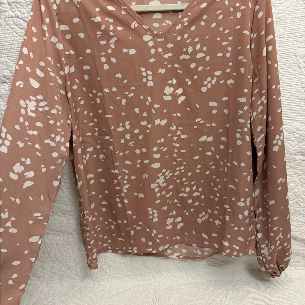 SHEIN Pink and White Patterned Blouse
